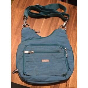 Baggallini Cross City Bag Blue Green Metallic Color Used Good Condition